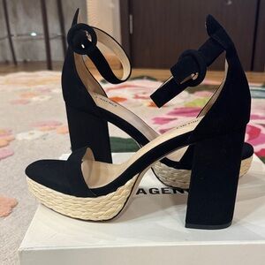 L'AGENCE Black and Cream Platform Heels